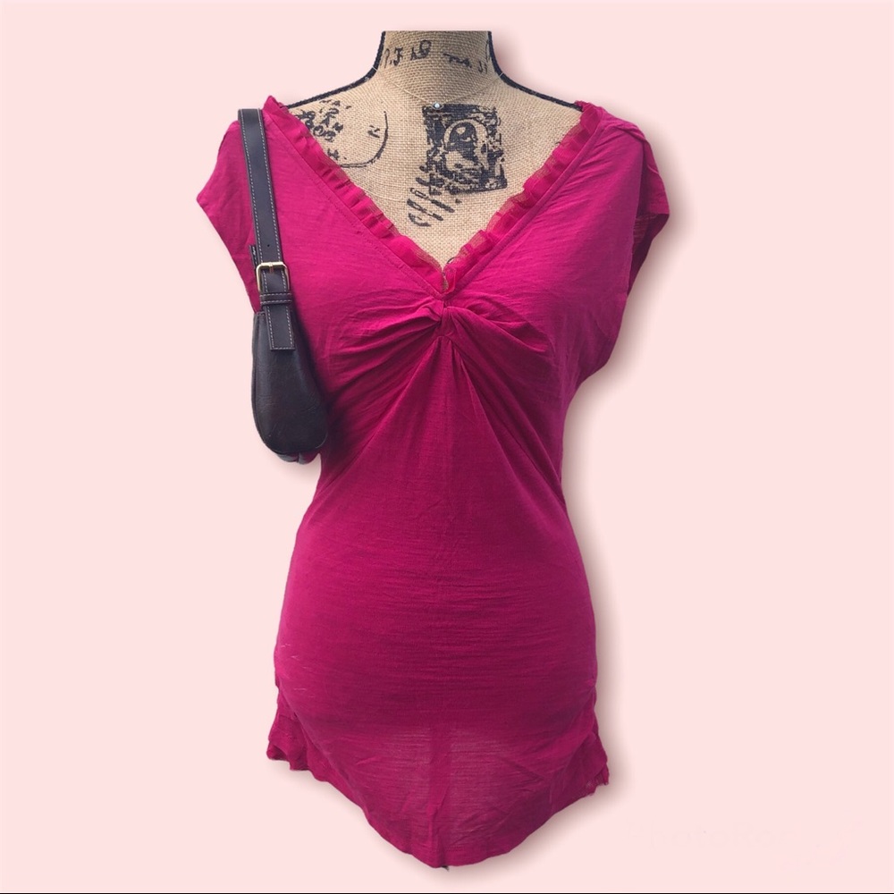 ☕️ Pink flowy top/dress with a cowl back